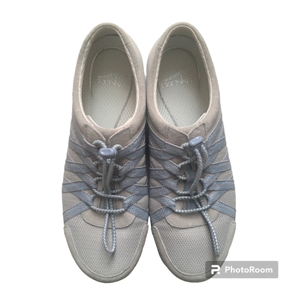 Lace-up Sneaker gray/blue w/toggle DANSKO Sz 39 NEW FOOTBED!